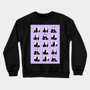 Panda Bear Pattern on a Lilac Purple Background Crewneck Sweatshirt